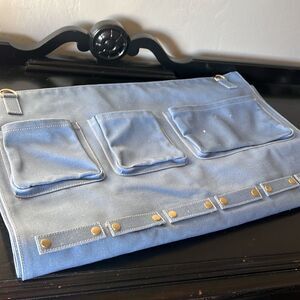 Blue canvas hanging organizer